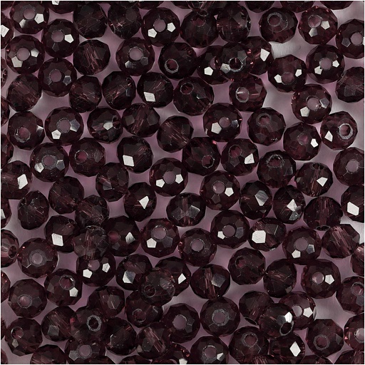 [CR60980] Facet kralen, d: 4 mm, gatgrootte 1 mm, 45 stuk/ 1 streng - Paars