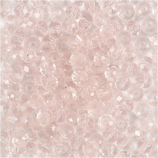 [CR60982] Facet kralen, d: 4 mm, gatgrootte 1 mm, 45 stuk/ 1 streng - Lichtroze
