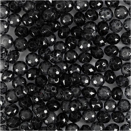 [CR60983] Perles à facettes, d: 4 mm, diamètre intérieur 1 mm, gris, 45 pièce/ 1 rang