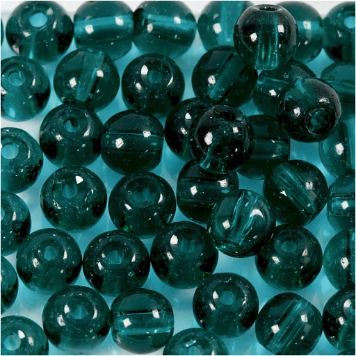 [CR60988] GLas kralen, groen, d: 4 mm, gatgrootte 1 mm, 45 stuk/ 1 streng