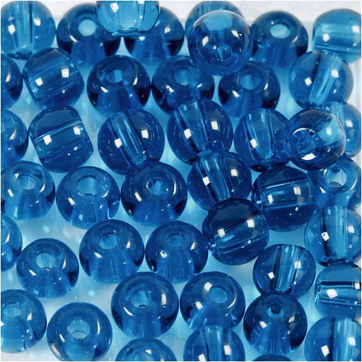 [CR60989] GLas kralen, turquoise, d: 4 mm, gatgrootte 1 mm, 45 stuk/ 1 streng