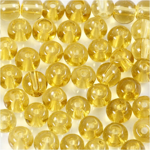 [CR60991] Perles en Verre, d 4 mm, diamètre intérieur 1 mm, jaune, 45 pièces/ 1 Pq.