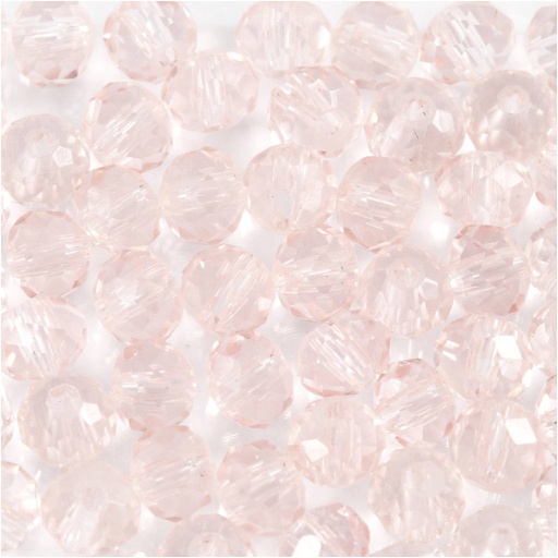 [CR60992] GLas kralen, lichtroze, d: 4 mm, gatgrootte 1 mm, 45 stuk/ 1 streng