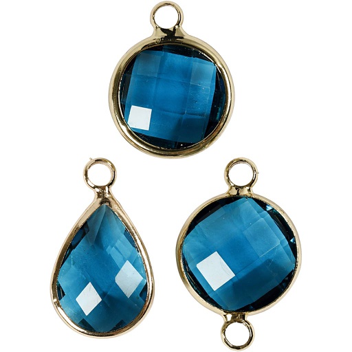 [CR6102#7] Sieradenhanger, H: 15-20 mm, gatgrootte 2 mm, turquoise, 6 stuk/ 1 doos