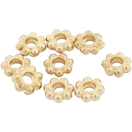 [CR61043] Spacer kralen, verguld, d: 6 mm, gatgrootte 2 mm, 100 stuk/ 1 doos