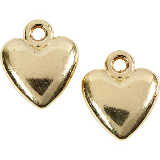 [CR61071] Pendentif en forme de coeur, dim. 13x15 mm, doré, 10 pièce/ 1 Pq.