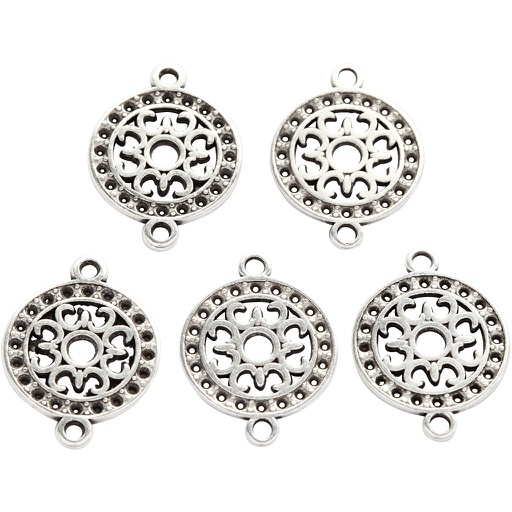 [CR61173] Pendentif, d: 14 mm, diamètre intérieur 1,2 mm, argenté, 5 pièce/ 1 Pq.