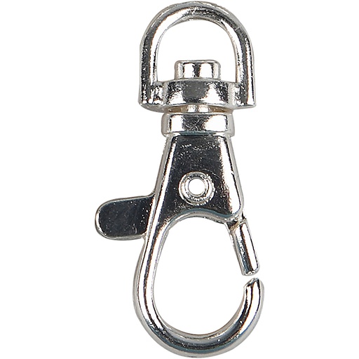 [CR61314] Fermoirs mousquetons, H : 3,7 cm, d 37 mm, L : 1,4 cm, argenté, 15 pièces/ 1 Pq.