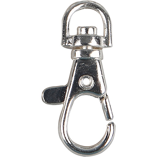 [CR613140] Fermoirs mousquetons, H : 37 mm, L : 14 mm, d 37 mm, argenté, 2 pièces/ 1 Pq.
