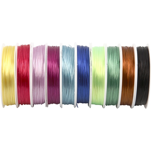 [CR61536] Elastisch koord, dikte 1 mm, diverse kleuren, 250 m, 10x25 m/ 1 doos