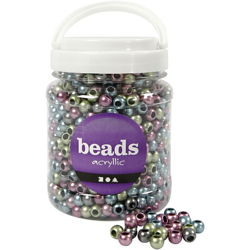 [CR61718] Perles Pony, d 10 mm, diamètre intérieur 4 mm, ca. 1000 pièce, 380 gr, 700 ml/ 1 boîte