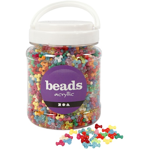 [CR61776] Tri-kralen mix, d 10 mm, gatgrootte 2 mm, ca. 2800 stuk, diverse kleuren, 385 gr, 700 ml/ 1 Doosje