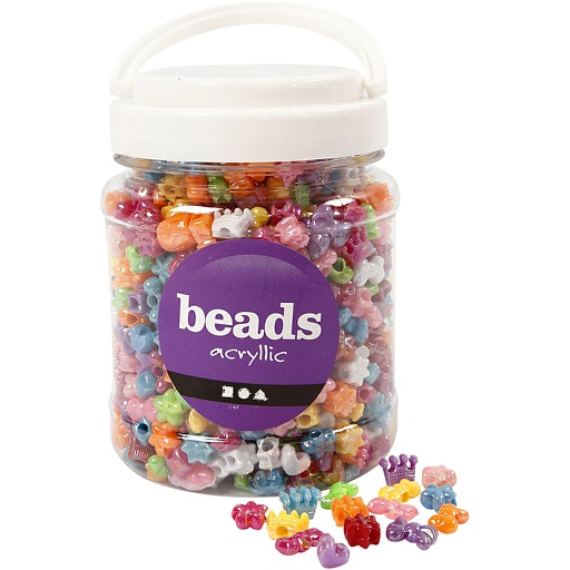 [CR61800] Perles Plastique Novelty, d 10 mm, diamètre intérieur 3 mm, ca. 1100 pièce, ass. de couleurs, 380 gr, 700 ml/ 1 boîte