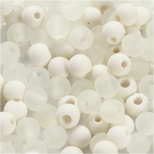 [CR695#88] Plastic Kralen 6 mm, gatgrootte 2 mm - 40 gr, Crème