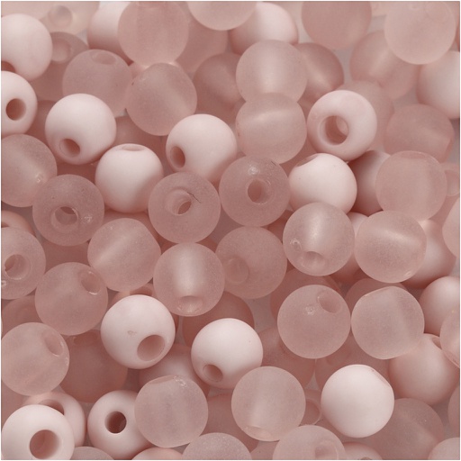 [CR695#91] Plastic Kralen 6 mm, gatgrootte 2 mm - 40 gr, Roze