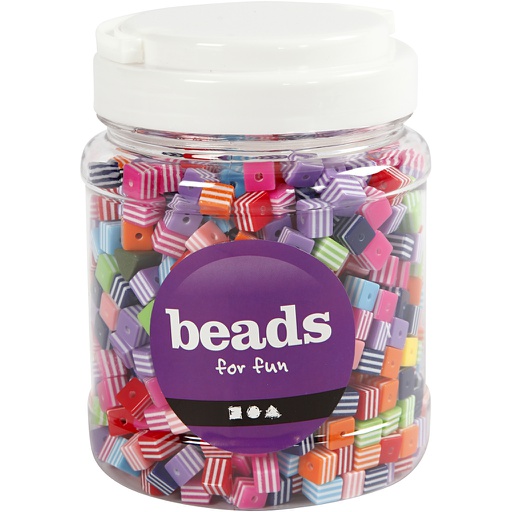 [CR69983] Perles Multi Mix, dim. 8x8 mm, diamètre intérieur 2,5 mm, 700 ml/ 1 boîte, 500 gr