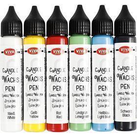 [CR73512] Stylos à bougies, Couleurs vives, 6x28 ml/ 1 Pq.