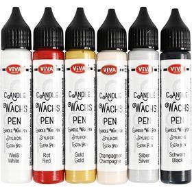 [CR73514] Stylos à bougies, couleurs classiques, 6x28 ml/ 1 Pq.