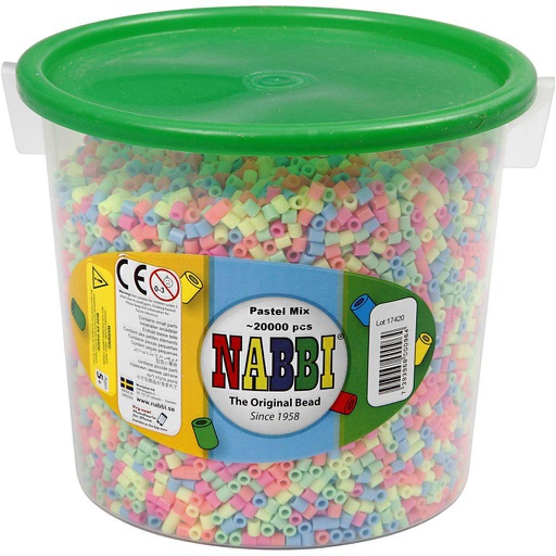 [CR75230] Strijkkralen, pastelkleuren, afm 5x5 mm, gatgrootte 2,5 mm, medium, 20000 div/ 1 emmer