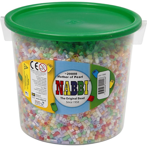 [CR75260] Strijkkralen, parelmoer kleuren, afm 5x5 mm, gatgrootte 2,5 mm, medium, 20000 div/ 1 emmer