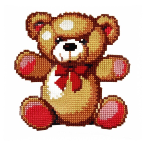 [PA4041#135] Kit coussin point de croix 40x40cm, Ourson