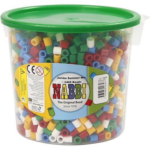 [CR753513] Strijkkralen, standaardkleuren, afm 10x10 mm, gatgrootte 5,5 mm, JUMBO, 2450 div/ 1 emmer