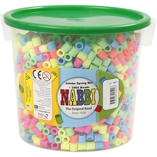 [CR753523] Strijkkralen, pastelkleuren, afm 10x10 mm, gatgrootte 5,5 mm, JUMBO, 2450 div/ 1 emmer