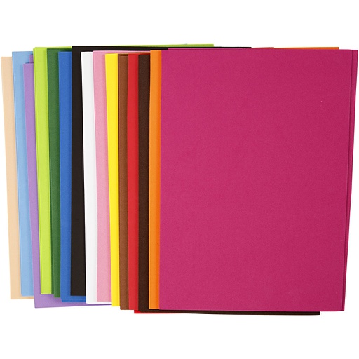 [CR79018] EVA Foam Vellen, A4, 210x297 mm, dikte 2 mm, 30 div vellen