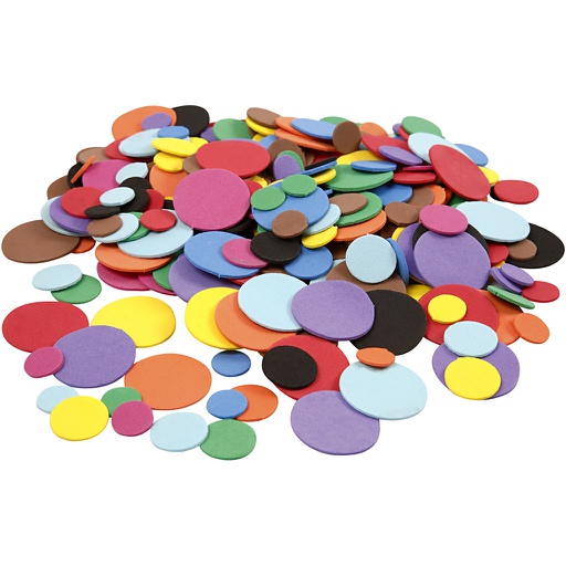 [CR79061] Mousse Eva cercles, d: 12+20+32 mm, couleurs assorties, 2120 Pièces