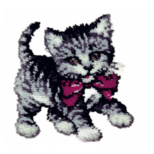 [PA4040#059] Kit à nouer 40x40cm, Chaton avec noeud