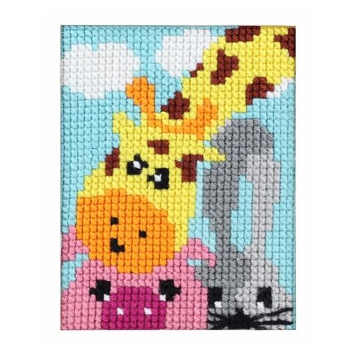 [PA0027#053] Pako voorgedrukt kruissteekpakket, Kindertekeningen 18x24cm