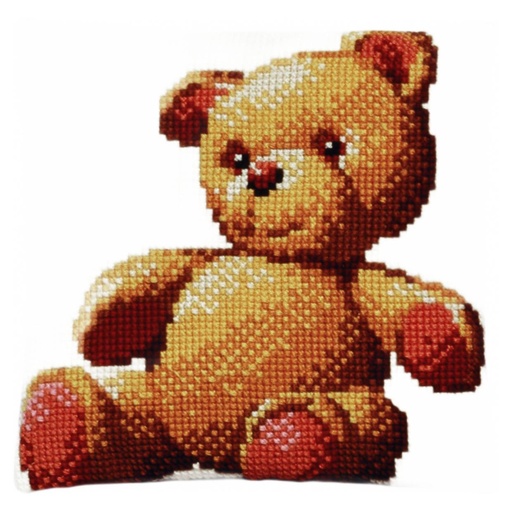 [PA4041#081] Kit coussin point de croix 40x40cm, Ours