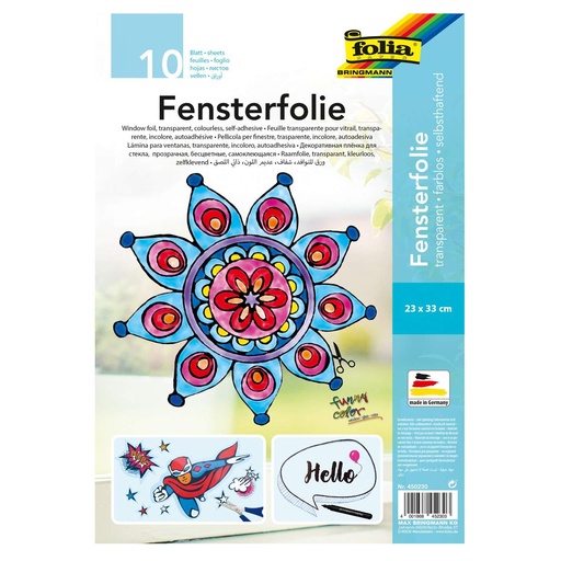 [FOL450230] Film électrostatique transp. vitrail, 23x33cm, 10 flles, incolore