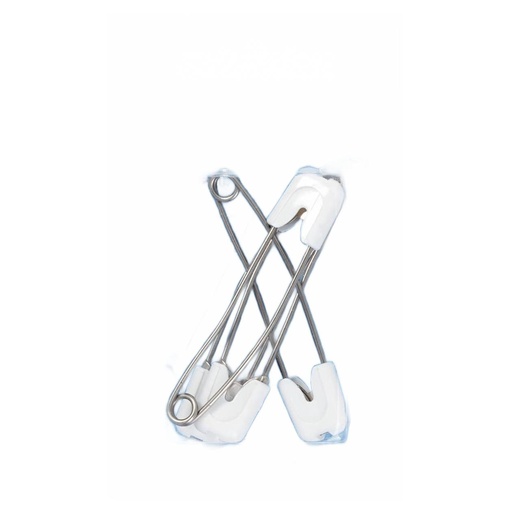[086103] Epingles de sûreté bébé acier inoxydable 55 mm blanc, 4 pièces