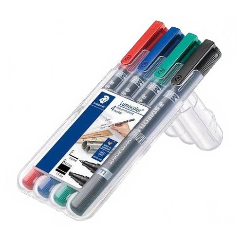[S348WP4] Staedtler Lumocolor permanent duo (F/M) -, 4 cartes, - Assortiment