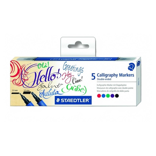 [S3002C5] Staedtler Kalligrafiestiften Noris, dubbele punt (2.0-3.5) - 5 kleuren