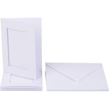 [FOL1305#00] Passe-Partout 220g/m², rectangle, 10,5x15cm,5 cartes+envel, blanc