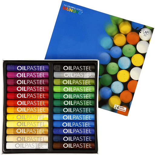 [CR38280] Pastels à l'huile Mungyo, L: 7 cm, ép. 11 mm, couleurs assorties, 24 pièce/ 1 Pq.
