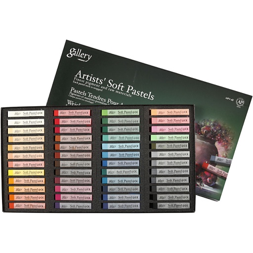 [CR38166] Pastels Tendres Gallery Set, L : 6,5 cm, ép. 10 mm, ass. de couleurs, 48 pièces/ 1 Pq.
