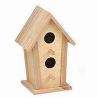 [054263S] Nichoir Deux Trous étroit, 10cm x 10cm x 20cm - Pin