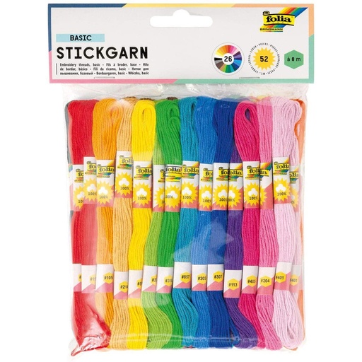 [FOL23991] Borduurgaren Mouliné, 52 strengen à 8m, Basic kleuren