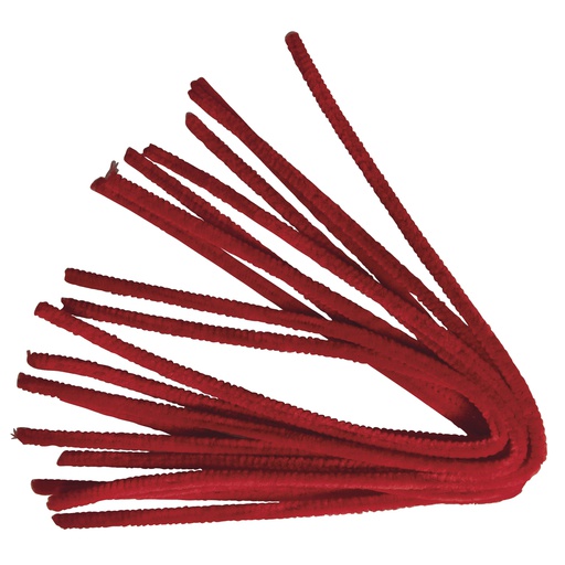[0710#618] Fil de chenille, 50cm, Epaisseur 9 mm, 10pces, Rouge