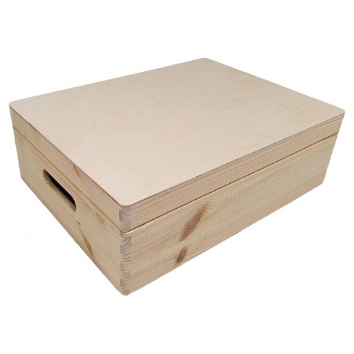 [054018] Opbergbox met deksel, 40x30x14 cm - Dennenhout