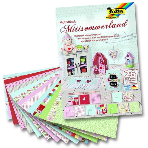 [FOL46849] Designer Pad, 24x34cm, assortiment 26 vellen - MIDSUMMERLAND