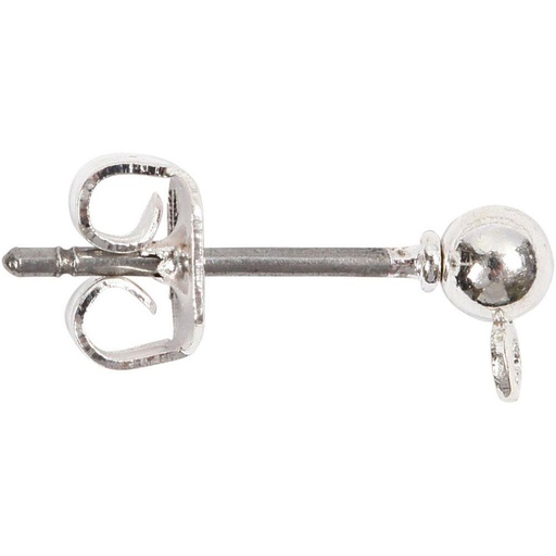 [P19137] Oorstekertje met Kopje, Zilver - 50 Stuks