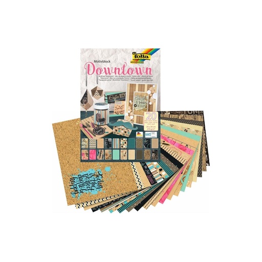 [FOL48549] Bloc DOWNTOWN, 270g/m², 24x34cm, 20 flles assorties