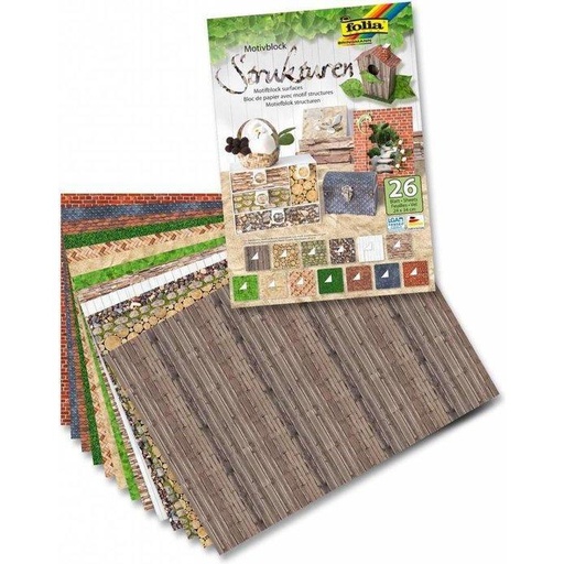 [FOL48149] Designer Pad, 24x34cm, assortiment 26 vellen - STRUCTURES