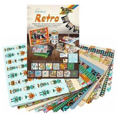 [FOL47749] Designer Pad, 24x34cm, assortiment 26 vellen - RETRO