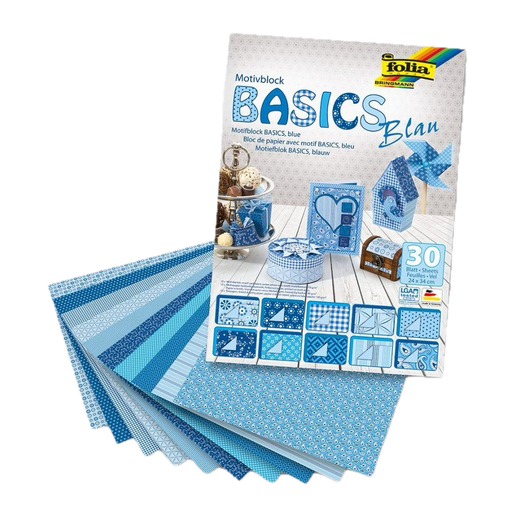 [FOL46#449] Designer Pad "Basics", 24x30cm, 30 vellen, BLAUW,