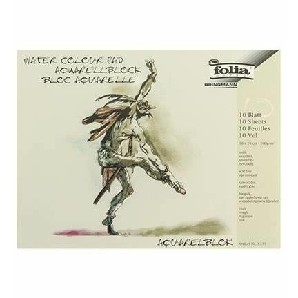 [FOL8333] Bloc papier aquarelle, 200 g/m², 30x40cm, 10 flles, dures, collées